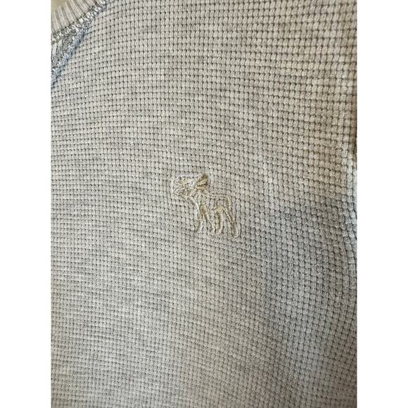 Vintage Y2K Men’s Abercrombie Muscle Grey Waffle Thermal Long Sleeve Shirt Large - Picture 5 of 5
